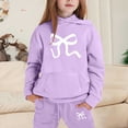 thumbnail image 2 of XJZMD Children's Hoodie Set With Bow Print Kids Casual Cute And Comfortable Spring Summer Clothes Girls Outfits Set 6 years-7 years, 2 of 4