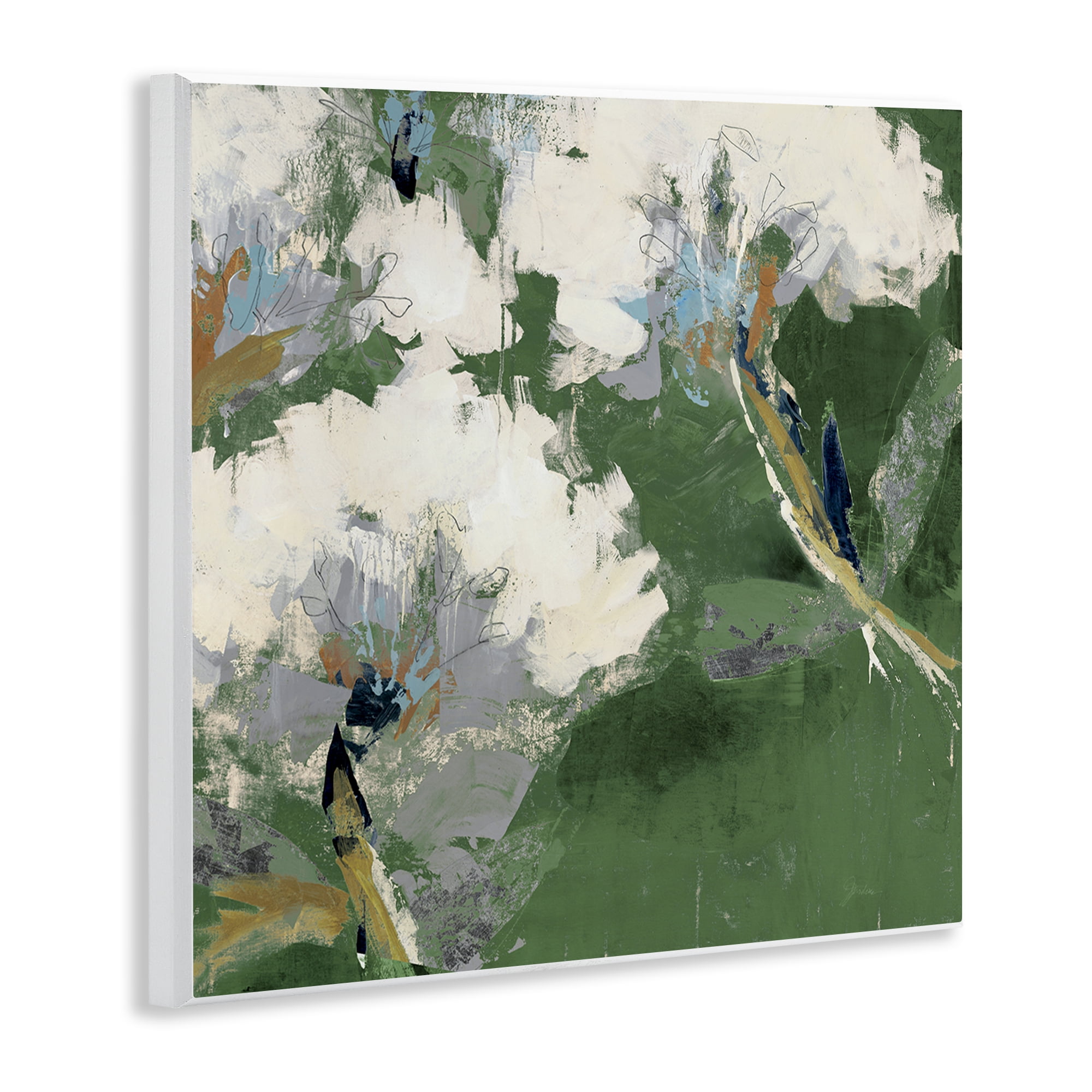 Stupell Industries Green & White Botanicals Plants & Flowers Painting Unframed Art Print Wall Art, 12 x 12