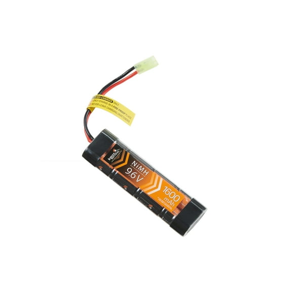 Lancer Tactical Batterie Airsoft 9,6 V 1600 mAh NiMH, Bloc-Piles Plat avec Mini Connecteur Tamiya pour Airsoft MP5, Scar, M249, M240B, M60, G36, M14, RPK, PKM