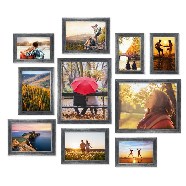 Gallery Set of 10 Picture Frames, Modern Contemporary Style, MultiSize Frames, Maestro