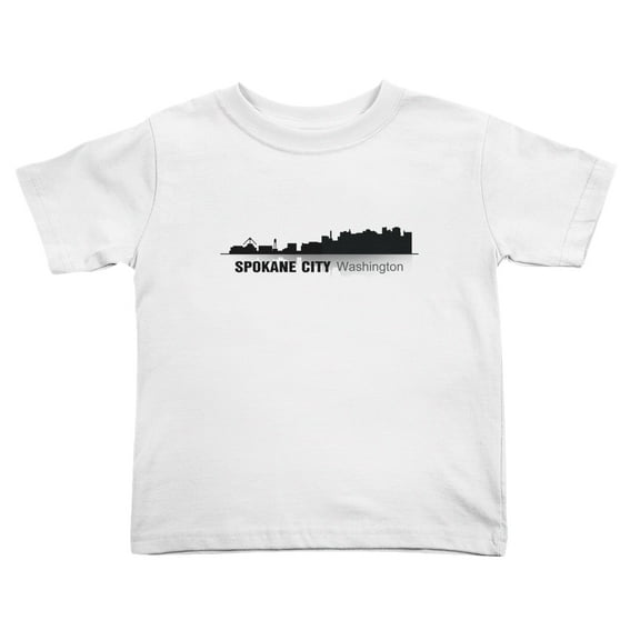 Spokane City Washington Silhouette Cute Toddler Tshirts for Boys Girls (White, 4T)