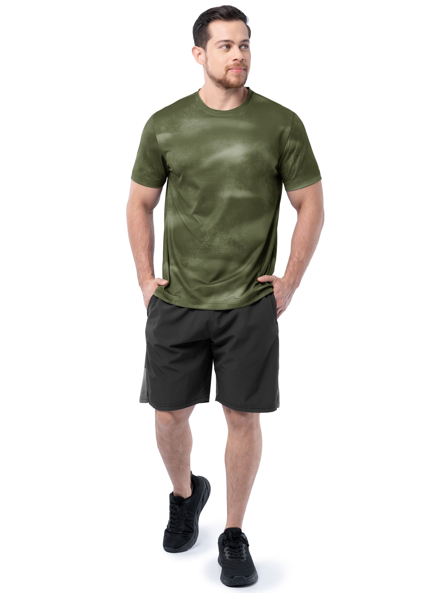 Athletic Works Men's and Big Men's Core Linear Mesh Active Short Sleeve Tee, Sizes S-3XL