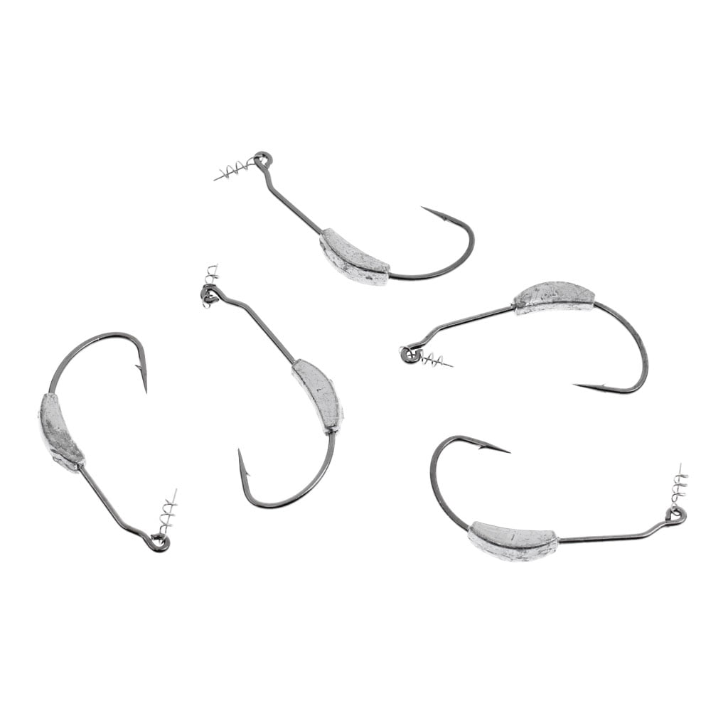 10Pcs Weighted Spring Twist Lock Wide Gaps Weedless Fishing Hooks Worms Lure 