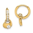 thumbnail image 5 of 14K Yellow Gold Madi K Cubic Zirconia Hinged Hoop with Heart Dangle Post Earrings, 5 of 7