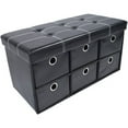 thumbnail image 6 of Collapsible 6 Drawer Storage Ottoman, Black Faux Leather, 30" x 15" x 15", 6 of 7