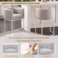 thumbnail image 3 of ClinQ Counter Height Bar Stool Set of 2, 26 in Fabric Upholstered Seat, Metal Legs for Indoor Dining Room and Kitchen Island, Lightgrey & White Leg, 3 of 6