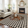thumbnail image 3 of Farmhouse Country Area&nbsp;Rug 5x8ft Star Bless This Home Black Buffalo Plaid Non-Slip&nbsp;Washable Square&nbsp;Rugs Soft Felt Indoor Floor Mat for Bedroom Kitchen Living Room Bathroom, 3 of 9