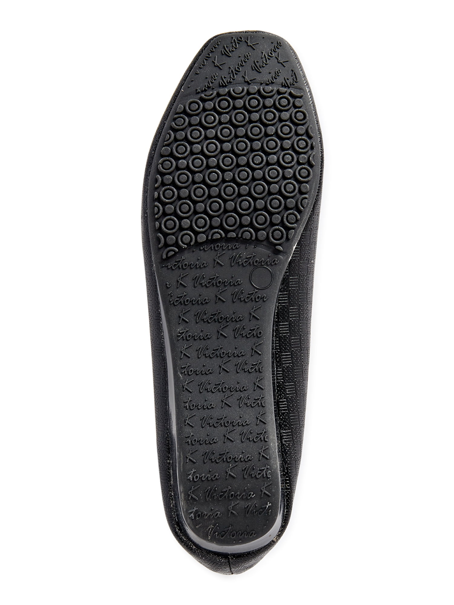Victoria K Square Gold Black Medallion Wedge Flats (Women)
