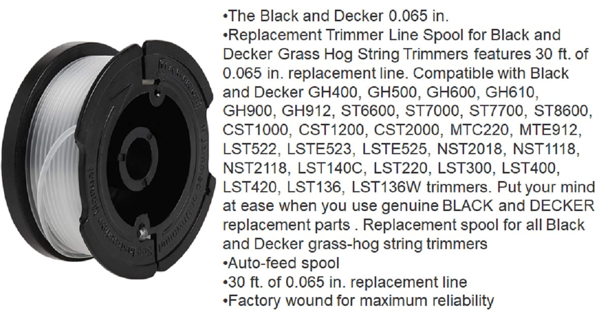  Generep Weed Eater String Trimmer Line for Black and Decker  Trimmer/Edger, AF-100, 6 Spools & 1 Cap : Patio, Lawn & Garden