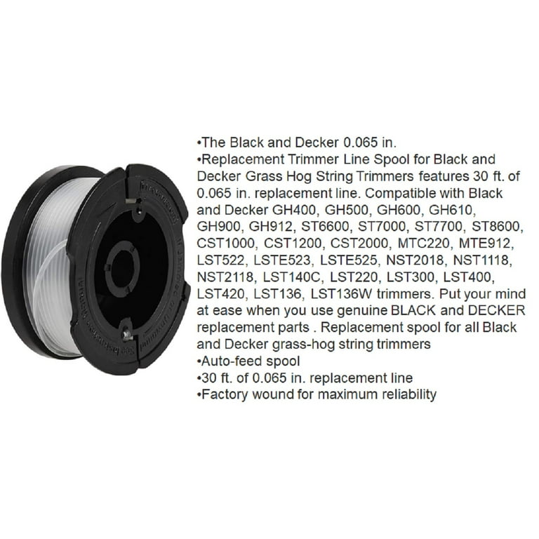 MOLIK Trimmer Spool for Black+Decker, Autofeed Replacement Spools for  AF-100 String Trimmer Edger, 240ft 0.065 Trimmer Line Replacement Spool(6  Replacement Spool,1 Spool Cap(Orange),1 Spring)