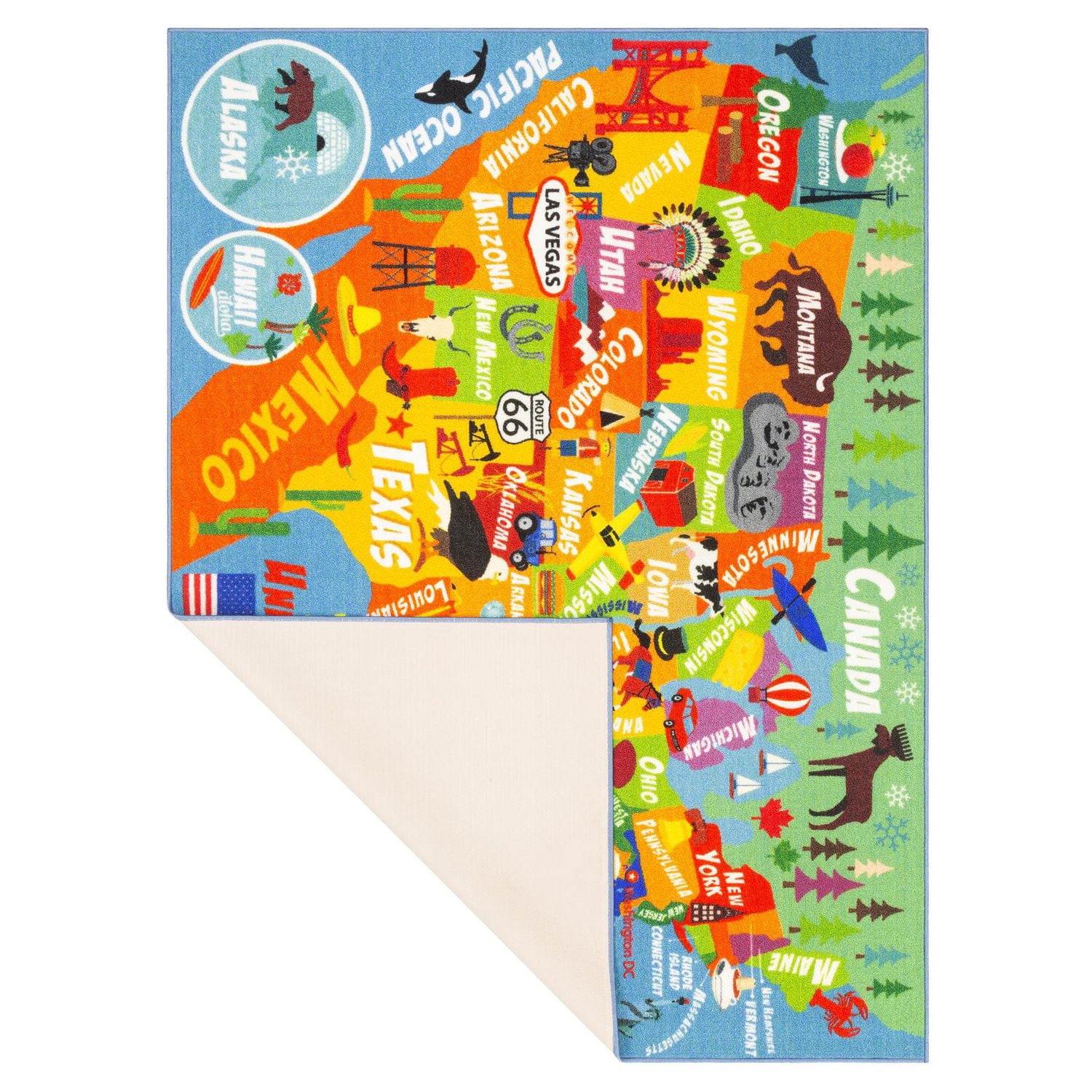 KC Cubs collection de récréation USA États-Unis carte tapis de zone d'apprentissage éducatif et de jeu tapis de tapis pour enfants et enfants chambres et salle de jeux