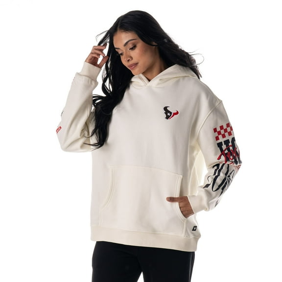 Unisex The Wild Collective Cream Houston Texans Stacked Graphic Sleeve Fleece Hoodie