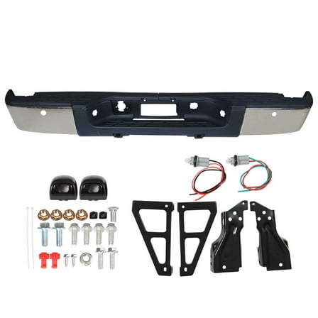 Chrome Steel Rear Bumper Assembly Replacement for 2007-2013 Silverado Sierra 1500 with Park Assist Sensor Holes GM1103148 20899360