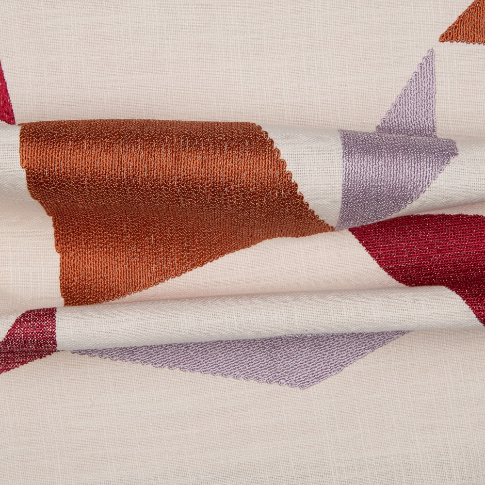 Ox Bay and Stacy Garcia 24" x 24" Ivory/Orange Embroidered Geometric Adult Decorative Throw Pillow