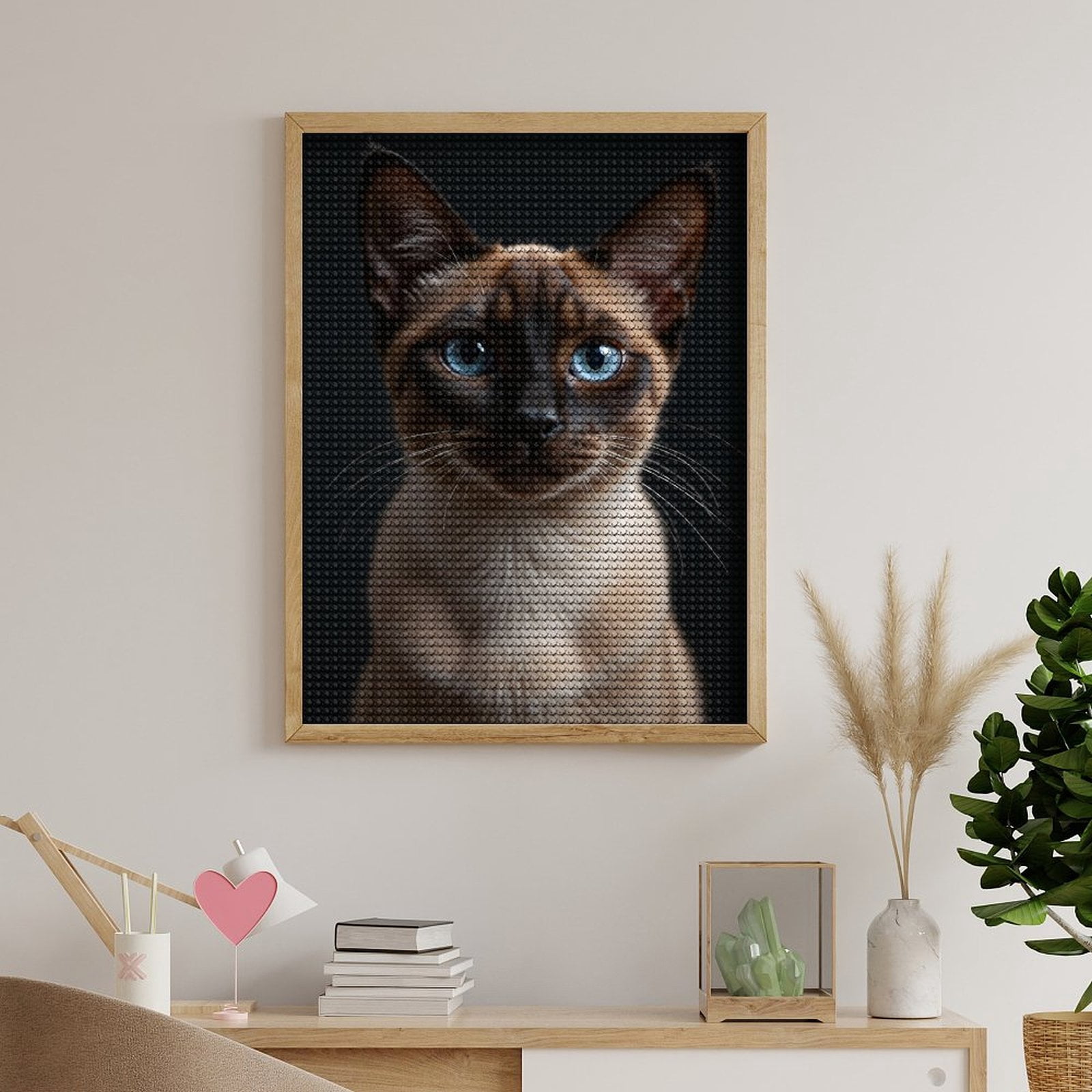 Diamond Art Kits for Adults - Blue Eyed Siamese Cat Portrait 5d Diamond Painting for Adults, Diamond Art for Adults Beginners, Frameless Diamond Painting Kits for Adults for Home Wall Decor