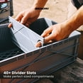 thumbnail image 4 of Full-Size Collapsible Crate - Heavy Duty Stackable Storage Bin with Lid & 2 Short-Ways Dividers, Durable Plastic Organizer for Home, Office, Garage & Outdoor Use (Navy Gray), 4 of 6