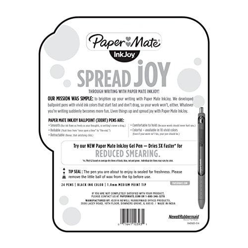 Paper Mate 1945925 InkJoy 300RT Retractable Ballpoint Pens, Medium Point, Black, 24 Count