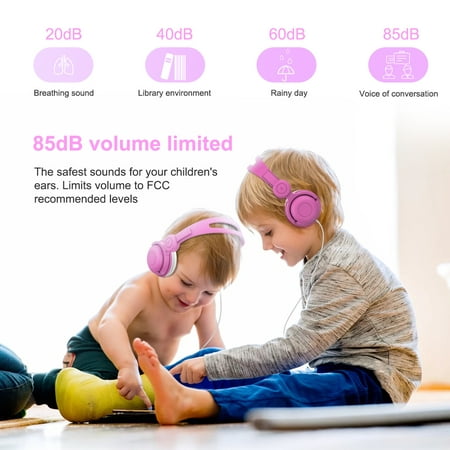 Kids Headphones, 85dB Volume Limited, Adjustable and Safe Hearing Protection, Tangle Free Cable, Wired On-Ear Earphones for Children Toddler Boys