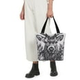 thumbnail image 5 of Pofeuu Monochrome Deer Floral Print Women Fashion Shoulder Handbags Top Handle Satchel Bags Tote Shoulder Shopping Bag Stylish Canvas Tote Bag, 5 of 6