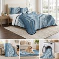 thumbnail image 6 of Twin XL Quilt Set 68''x98'', Blue Marble Lightweight Summer Bedspread Coverlet Set with 2 Pillow Shams, Abstract Ink Painting Art Modern Breathable All Season Quilt Bedding for Dorm/Guest Room, 6 of 9