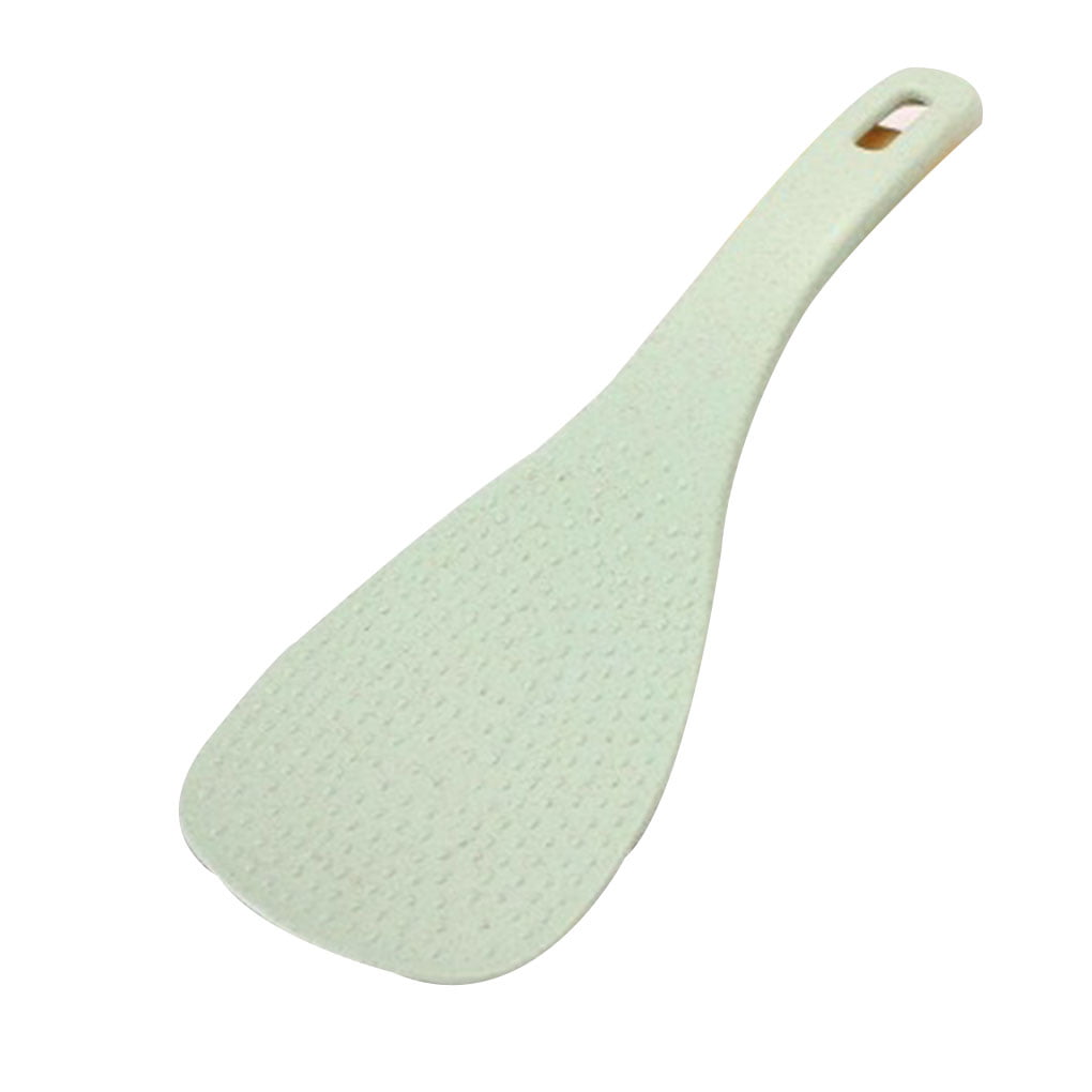 4Pcs Green Kitchen Utensil of Pure Color Wheat Straw Scratch Free Rice Cooker Spoon XIANGNI Rice Paddle Rice Spoon 