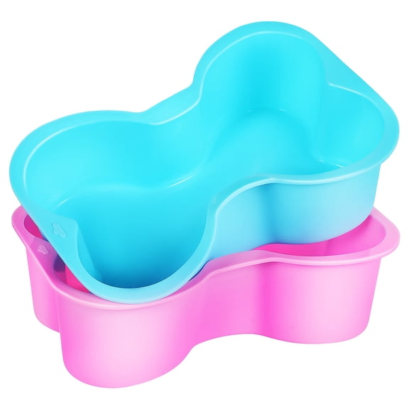 Hemoton 2-Pack Dog Bone Shaped Silicone Cake Molds for Dog Birthday , Novelty Baking Cups and Pet Cake Tools