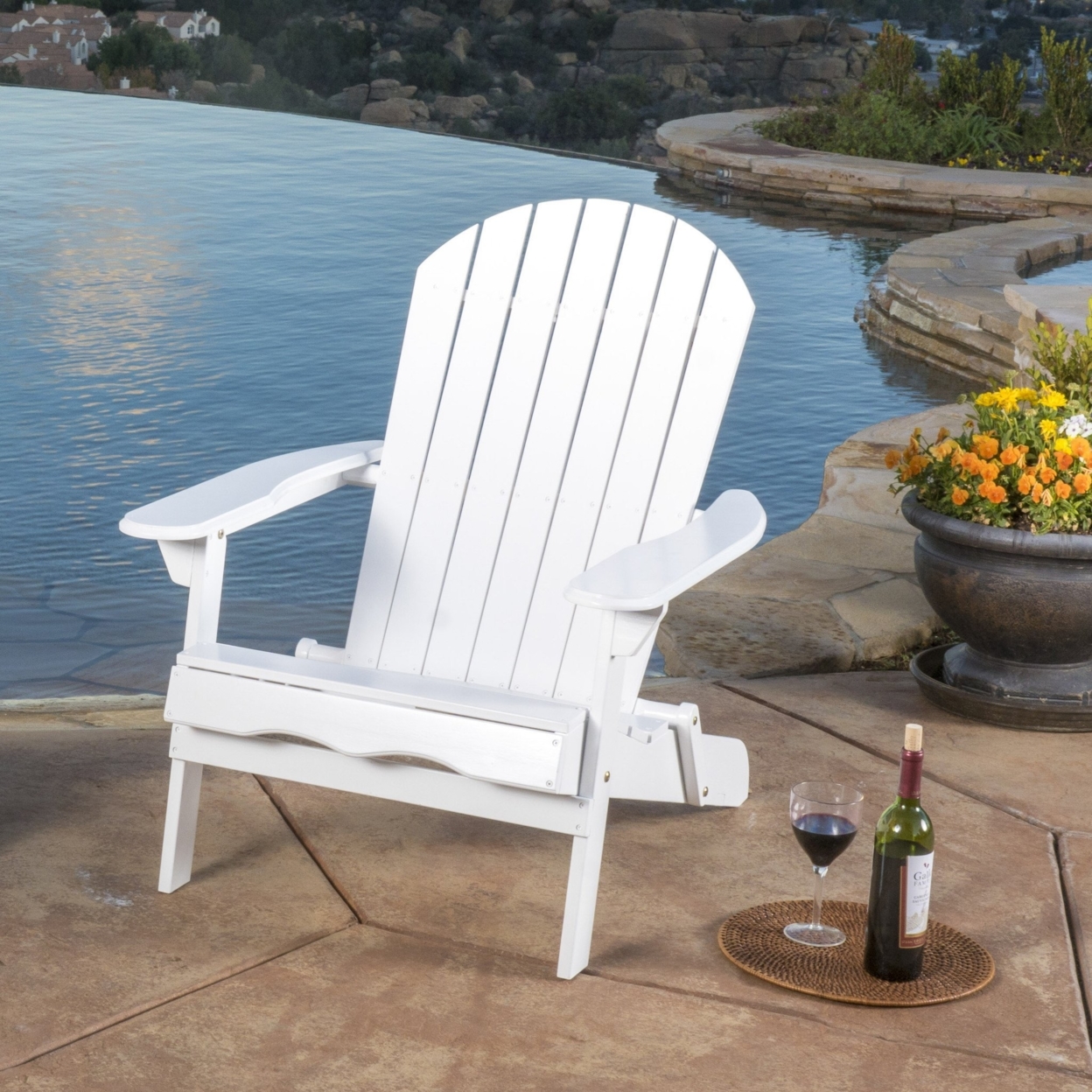 Milan Outdoor Rustic Acacia Wood Folding Adirondack Chair