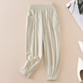 thumbnail image 2 of Sngxgn Pants for Women Casual Drawstring Waist Wide Leg Loose Pants with Pocket(Beige,L), 2 of 4
