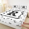 thumbnail image 4 of Erosebridal Initial R Girls Queen Sheet Sets, Watercolor Black Bow Bed Set, 4 Pieces, 4 of 5