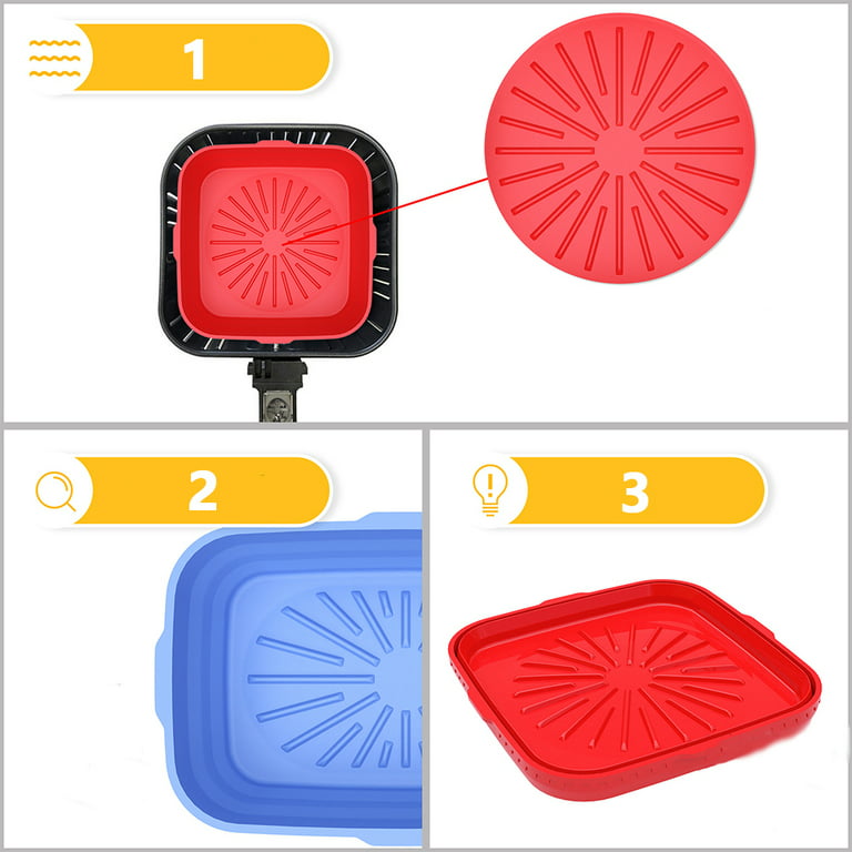 Air Fryer Silicone Large Square Rectangle Mat Non-Stick Practical Dishwasher Safe Tray for Air Fryer Steamer Oven Blue A Rectangle, Adult Unisex