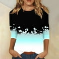 thumbnail image 2 of Womens Tunic Tops, 3/4 Sleeve Shirts Cute Flower Print Graphic Tees Blouses Casual Plus Size Basic Tops Pullover Cotton Tank For Women 4 Tops Work Long Tank Tops Outfits (XXL, Cyan) ZMTing, 2 of 4