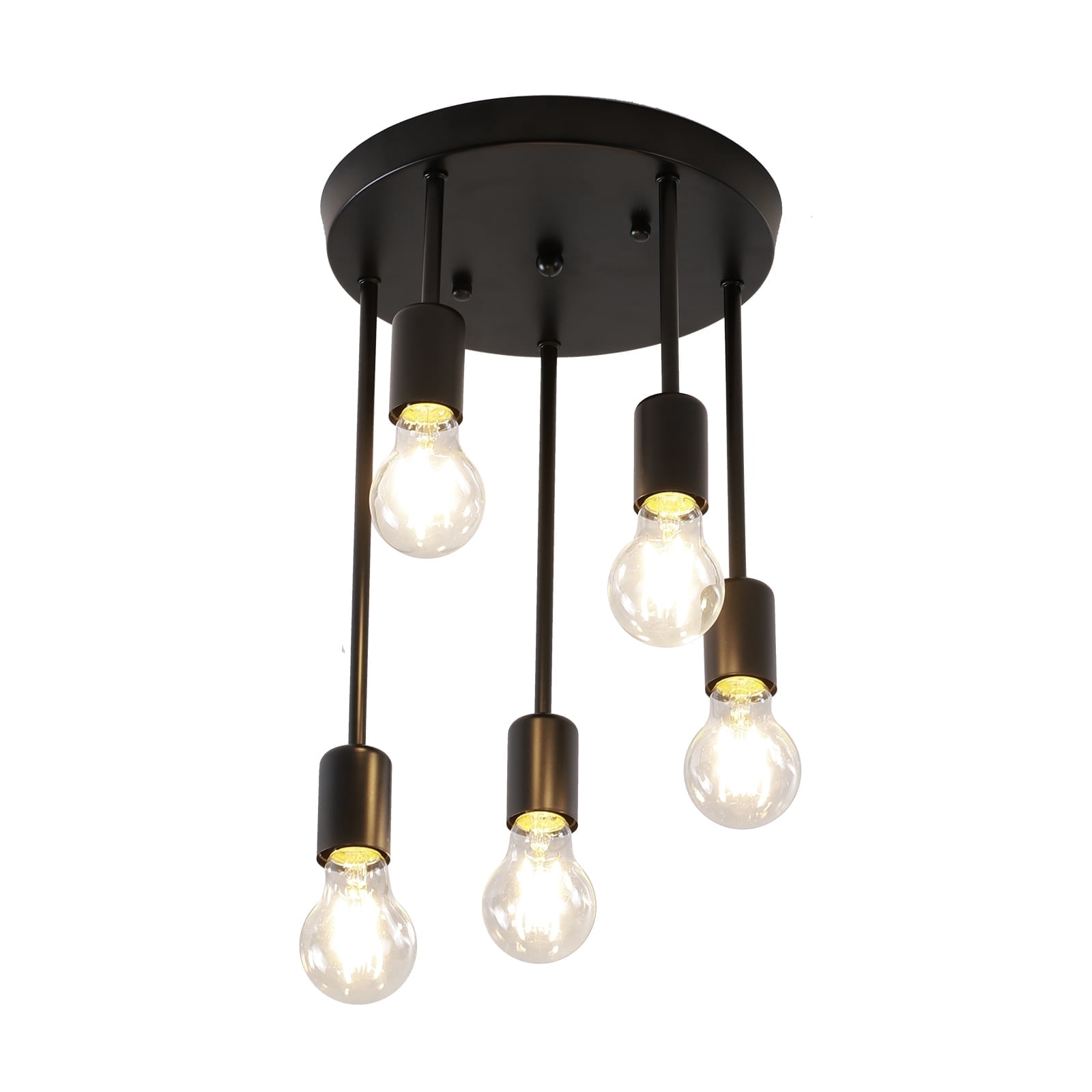 HALIGATE 5-Light Farmhouse  Ceiling Light Semi Flush Mount for House, Black Hallway Light Fixtures Kitchen Ceiling Light Fixtures for Living Room Foyer, E26 Base