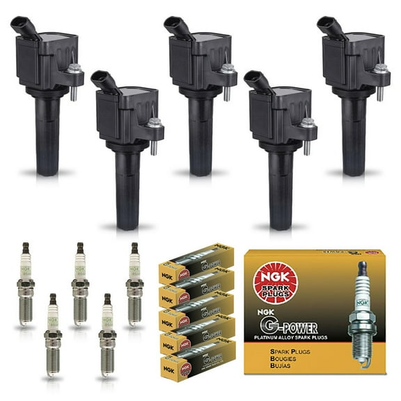 Set of 5 ISA Ignition Coils & 5 NGK Spark Plugs For GMC Envoy XL Chevrolet Trailblazer EXT Saab 9-7x Buick Rainier Isuzu Ascender l6 4.2L Replacement for UF497 5019