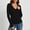 Black, variant on Women's Thermal Base Layer Top, V-Neck Long Sleeve Shirt with Thumb Hole, For Morning Jogging, Shopping Trip