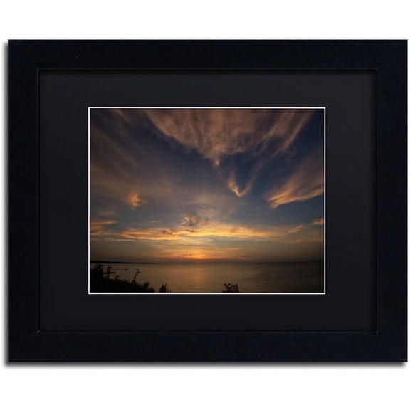 Trademark Fine Art "Another Amazing Sunset on Lake Erie" Canvas Art by Kurt Shaffer Black Matte, Black Frame