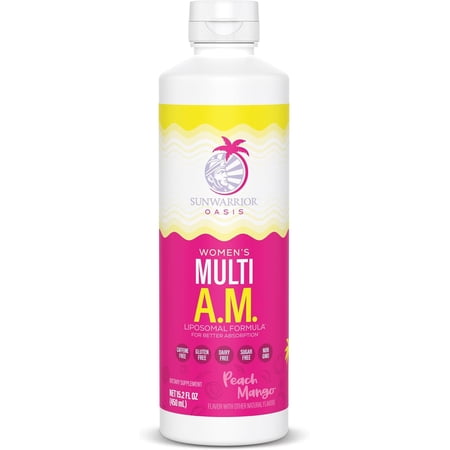 Sunwarrior Women’s Multi A.M. Liquid Multivitamin Supplement, Peach Mango, 15.2 fl oz