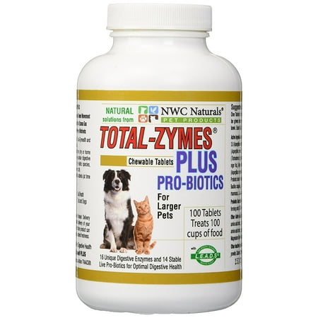 Foods Natural Enzymes - NWC Naturals Total-Zymes Plus - 100 Tablets (1 tablet treats 1 cup of pet food) Enzymes and Probiotics for larger Dogs and Cats