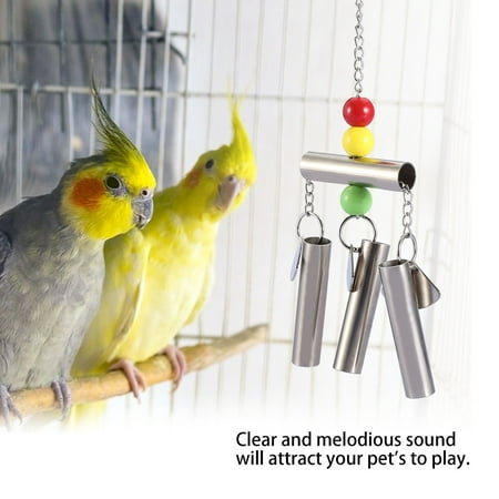 Stainless Steel Bell Toy for Birds, Durable Hanging Parrot Toy for Cage Decor, Middle to Large Parrots, 11x7x3 inches