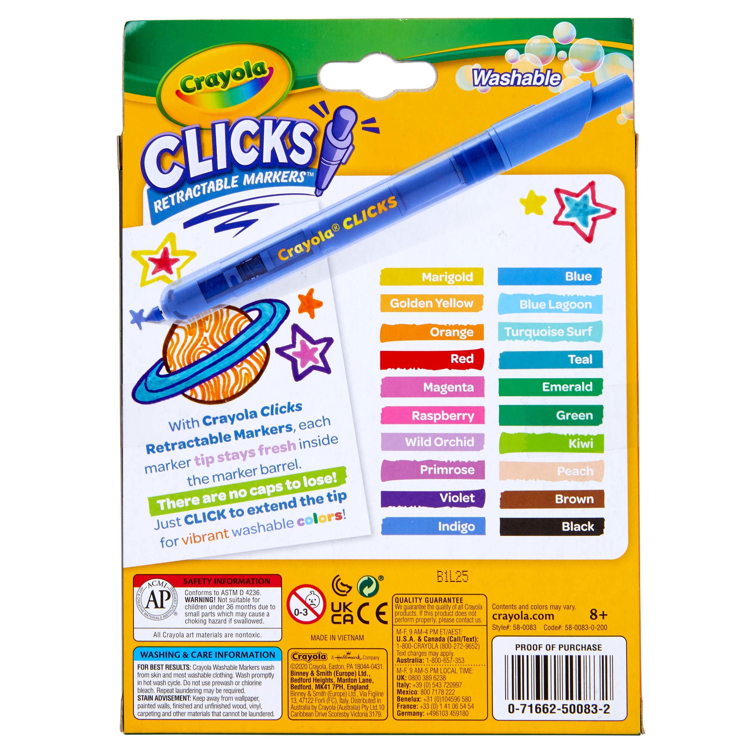 Crayola Clicks Retractable Markers, 10 Colors