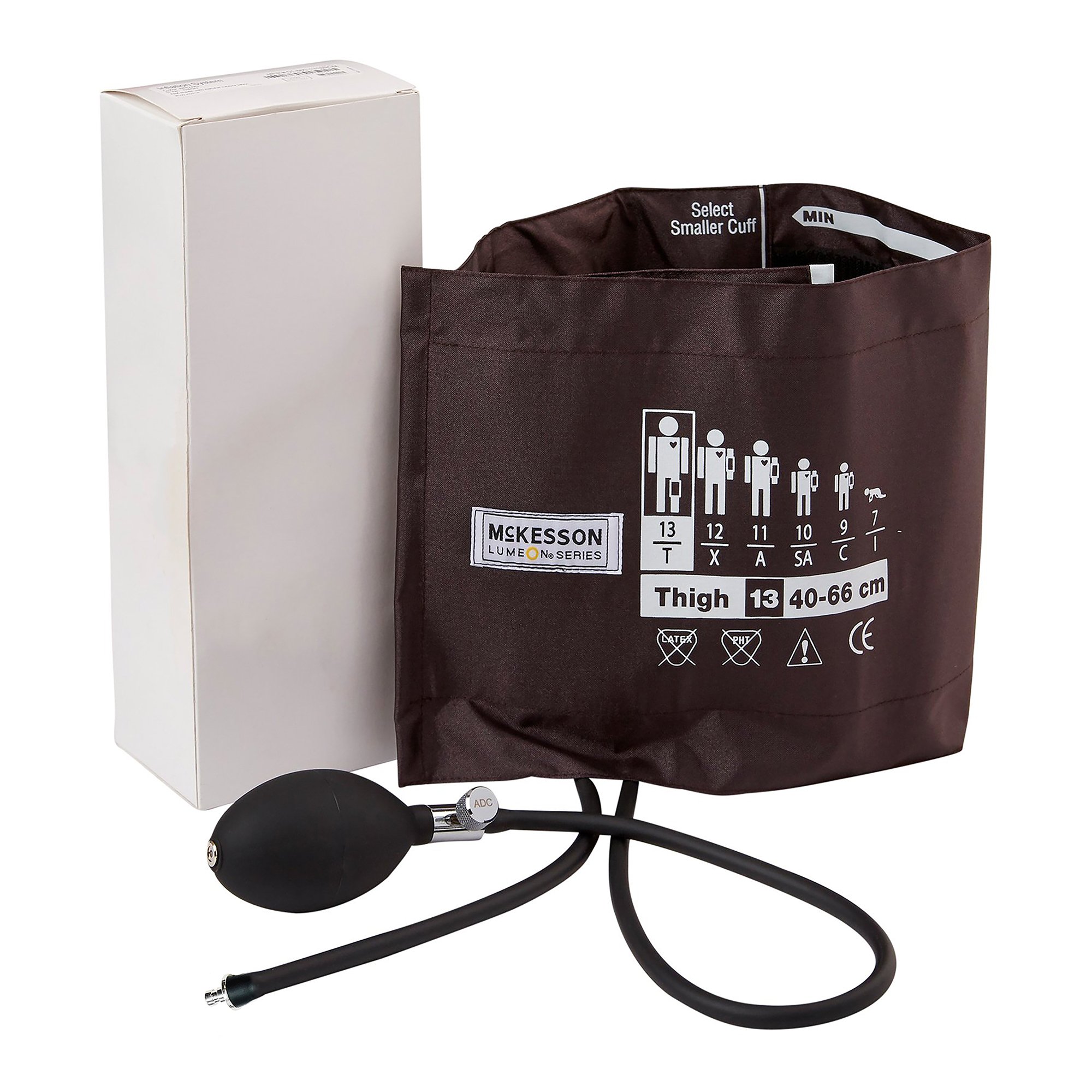 McKesson LUMEON Blood Pressure Cuff and Bulb, Thigh, Black, XL, 40 cm to 66 cm, 1 Ct