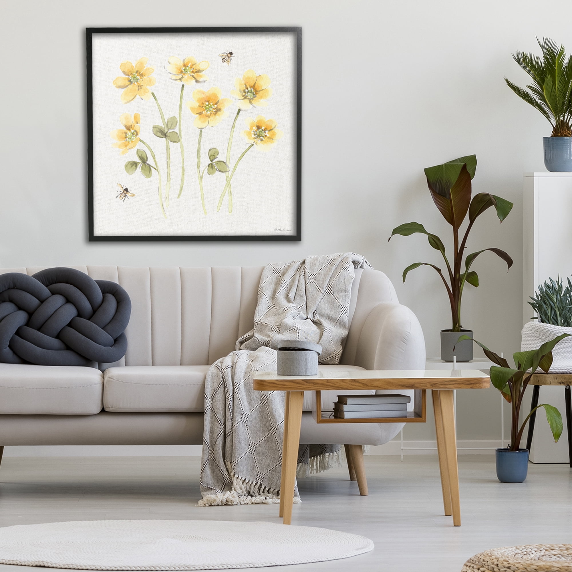 Stupell Industries Sweet Honey Wildflowers Black Framed Giclee Art, design by Beth Grove