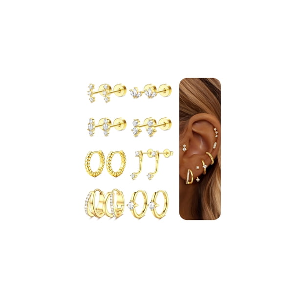 Aretes Dochais hipoalergénicos chapados en oro 14K para mujer