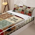 thumbnail image 3 of Erosebridal Happy Camping Zipper Twin Comforter Sets with Fitted Sheet and 2 Pillowcases, Camper Checkered Zipper Bedding Set, Brown Red, 3 of 7