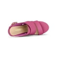thumbnail image 4 of BLISSFUL STEP Sandales à Talons Compensés pour Femmes à Plateforme avec Bride à la Cheville Sandales Rose Vif 5,5, 4 of 7