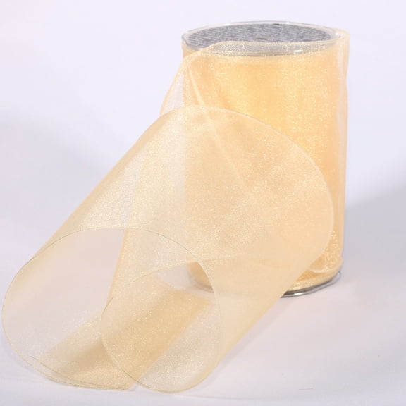 The Ribbon People Ivory Sheer Solid Wired Craft Ribbon 6" x 27 Yards