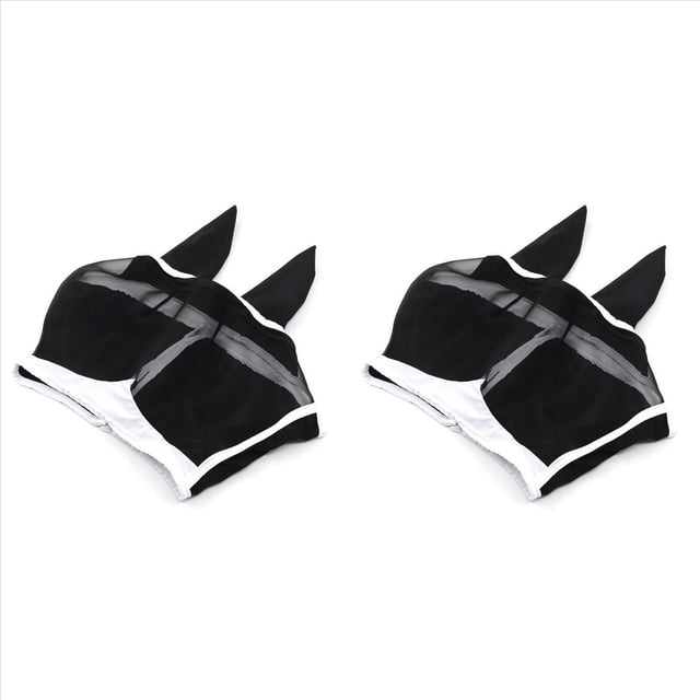 2X Máscara de Caballo Ajustable, Transpirable, Anti-UV, Anti-Mosquitos, Protección Ocular para Mascotas, , Cubierta Protectora Anti-Moscas M