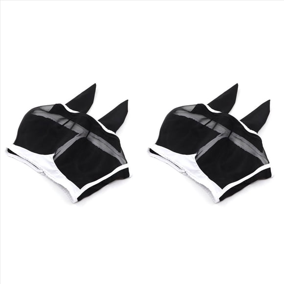 2X Máscara de Caballo Ajustable, Transpirable, Anti-UV, Anti-Mosquitos, Protección Ocular para Mascotas, , Cubierta Protectora Anti-Moscas M