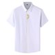 thumbnail image 2 of Camisa Elvqul Hombre Manga Corta Blanco Abotonada Solapa Casuales sin Estampado Con Bolsillos, 2 of 4