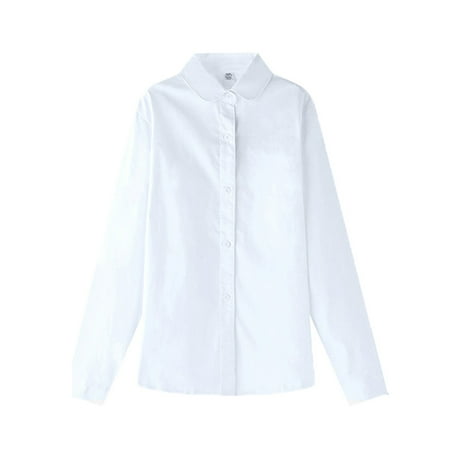 

LNMQLPDBS Girls Long Sleeve Pintuck Poplin Button Down Shirt Stylish and Comfortable