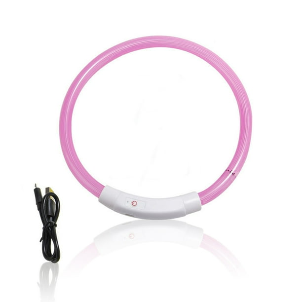 PETS COLLAR LED LIGHTING Suministros para mascotas Ajustable USB Carga Luminosa Pérdida Luminosa Accidentes Cuellos de Luz Safety para Rosa Al Aire Libre Sweethay HA010373-05